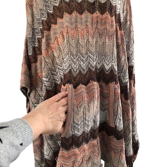 Belle Gray By Lisa Renna Crochet Pullover Poncho Sweater Size XL - Picture 3 of 8